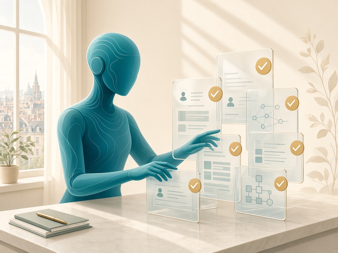 Employés IA au travail sur un processus métier